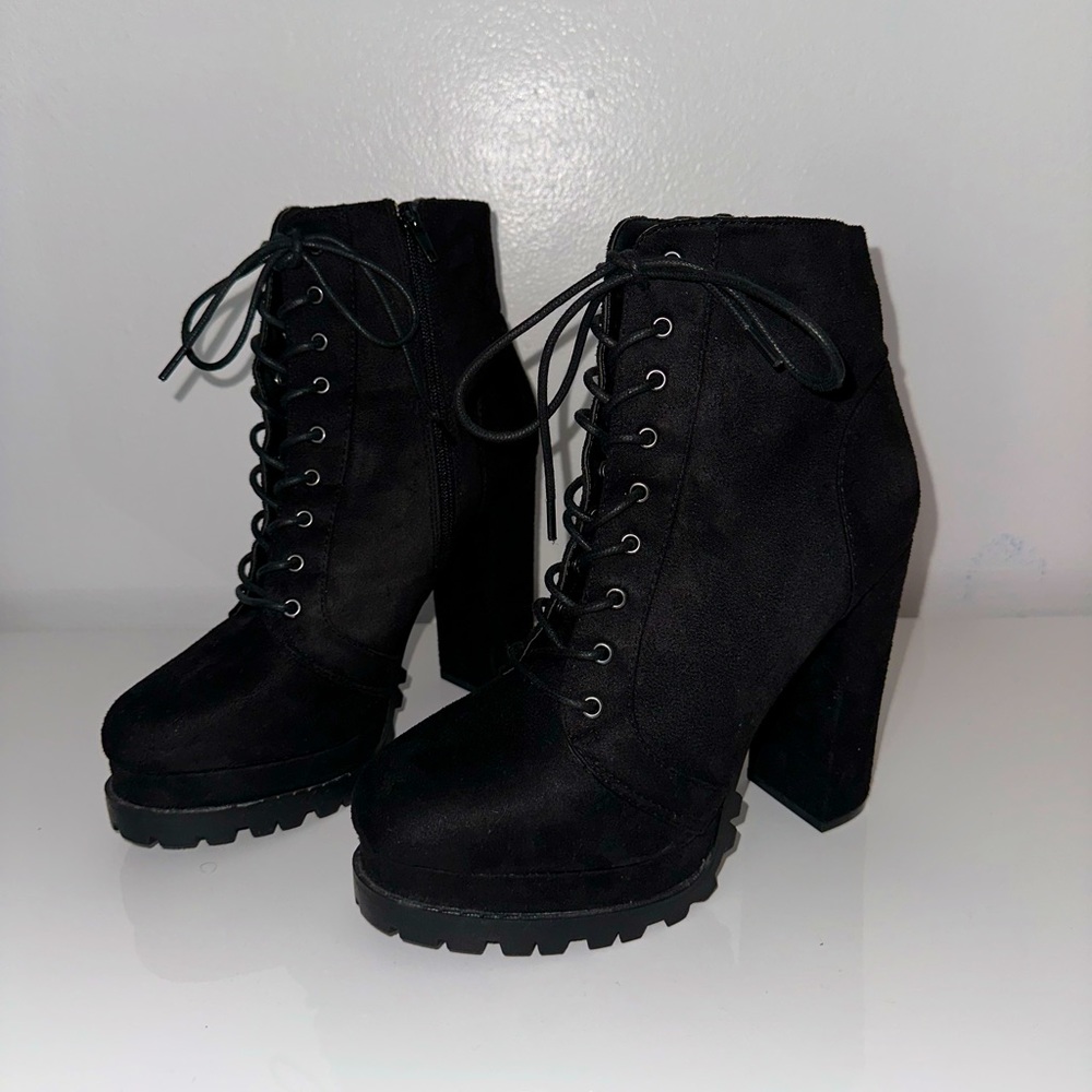 Black Lace Up Booties